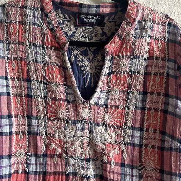 Johnny Was Red and Blue Embroidered Blouse - Picture 7 of 11